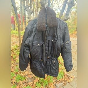 Vintage goose filled down Bogner jacket with natural fur collar